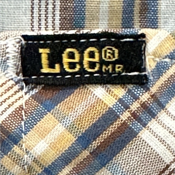 VTG Lee Western Shirt Large 16 1/2  X 33 Pearl Snap Extra Long Tail Plaid Cowboy - Picture 6 of 8